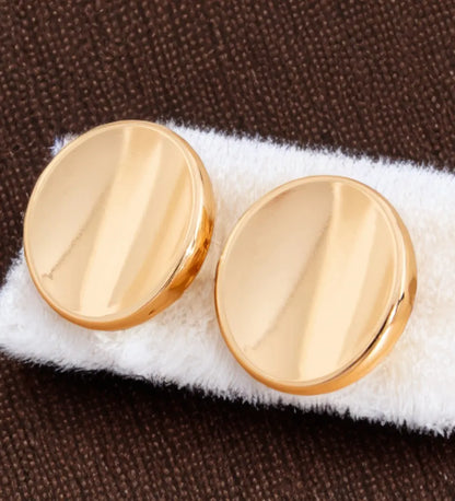 Bold in Gold – Minimalist Large Smooth Oval Concave Stud Earrings
