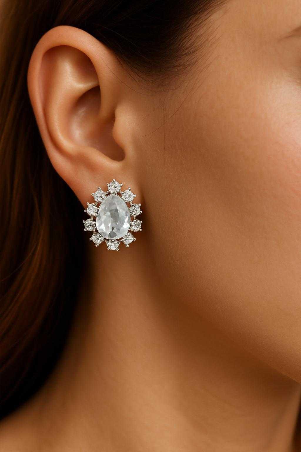 Twinkling Star AD Stud Earrings - Carry a piece of the night sky with Brass AD Starry Stud Earrings – Elegant Everyday Sparkle