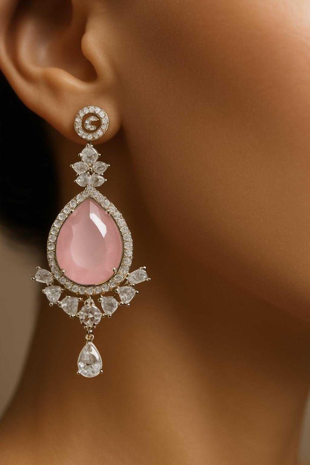 Dream Collection - &nbsp;Combo Set of 3 Elegant Earrings – Enamel Tassel Studs, Multicolor Zirconia, and Pink Stone AD Danglers