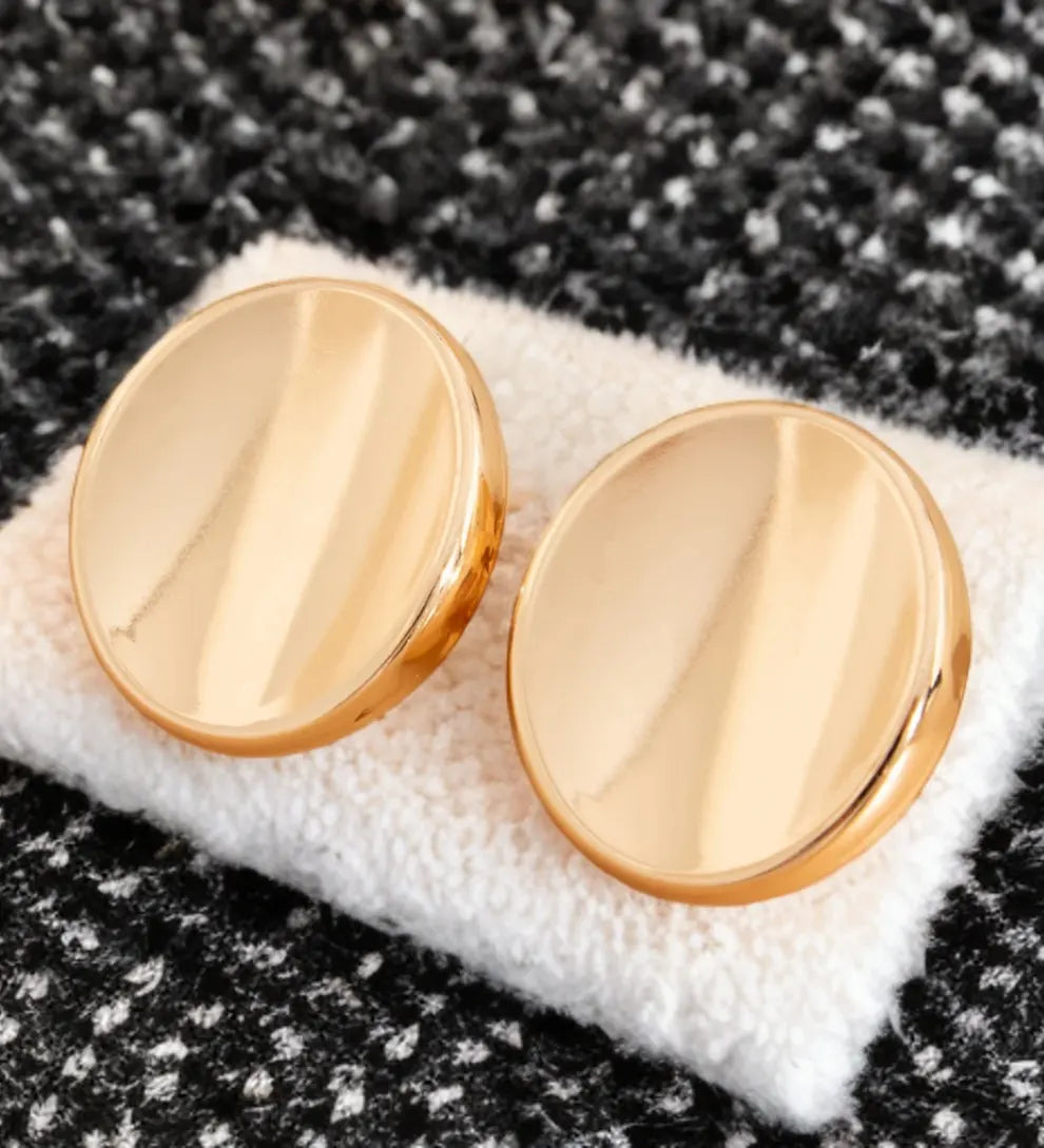 Bold in Gold – Minimalist Large Smooth Oval Concave Stud Earrings