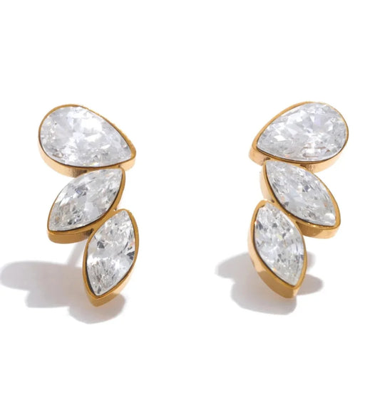 Mimi You Wing Stud Earrings – Waterproof Shiny Cubic Zirconia Stainless Steel Studs