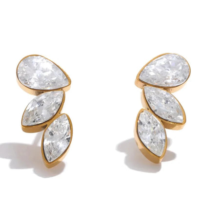 Mimi You Wing Stud Earrings – Waterproof Shiny Cubic Zirconia Stainless Steel Studs