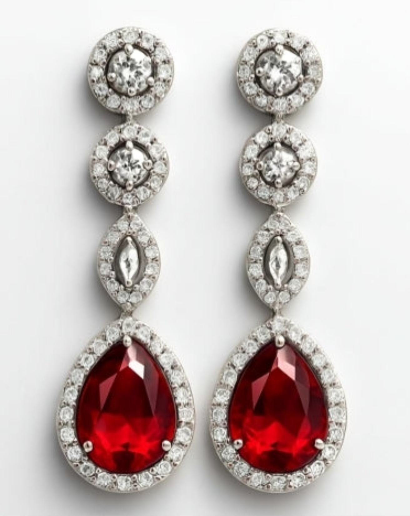 Scarlet Grace Danglers - Elegant AD Dangling Earrings with Red Stone