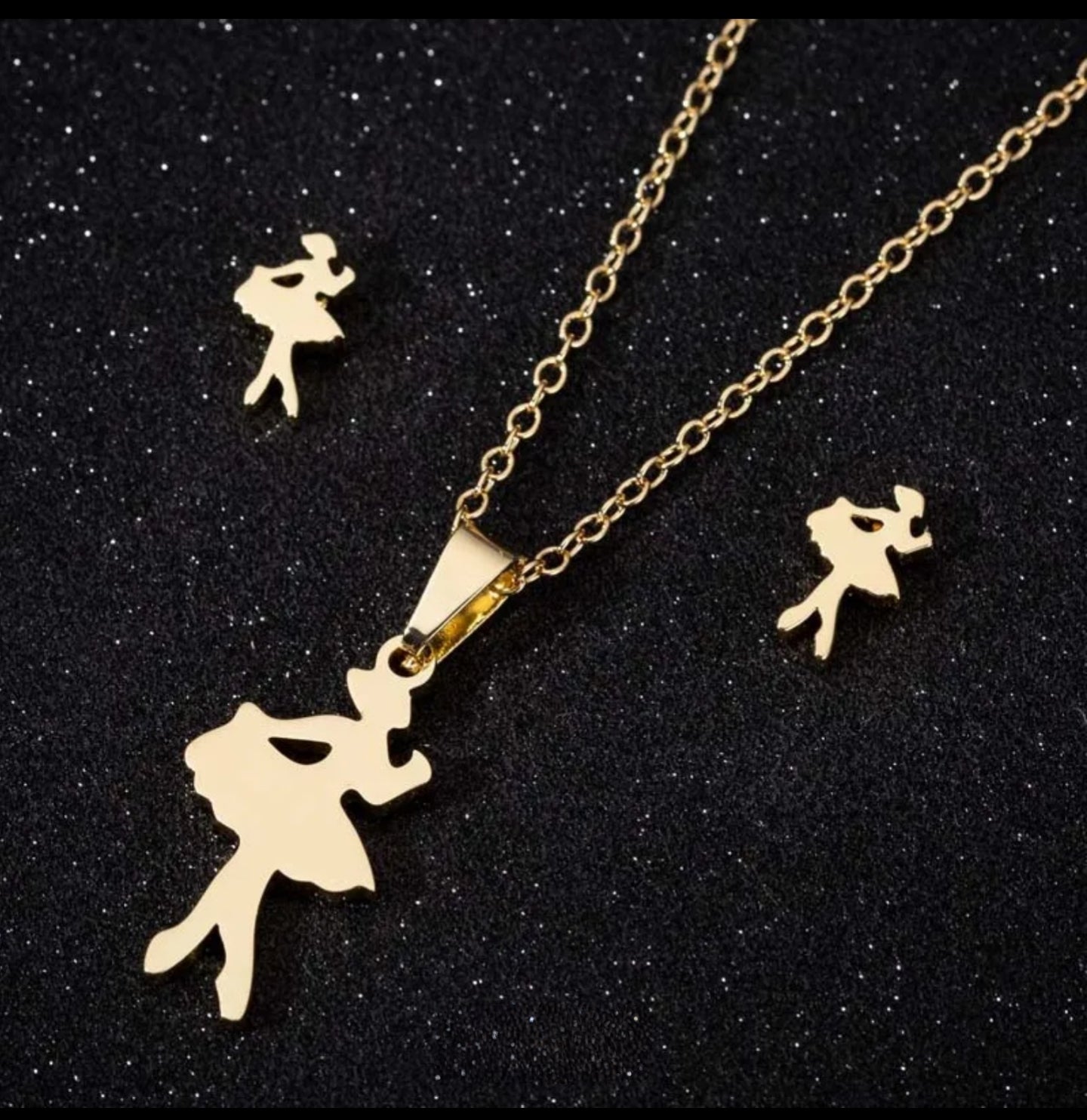 Minimal Angel Pendant Jewelry Set – Non-Tarnish, Waterproof 18K PVD Gold Plated Stainless Steel