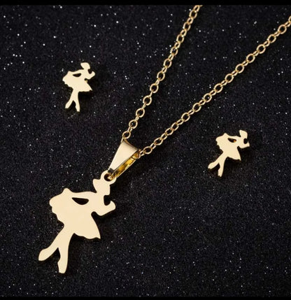 Minimal Angel Pendant Jewelry Set – Non-Tarnish, Waterproof 18K PVD Gold Plated Stainless Steel