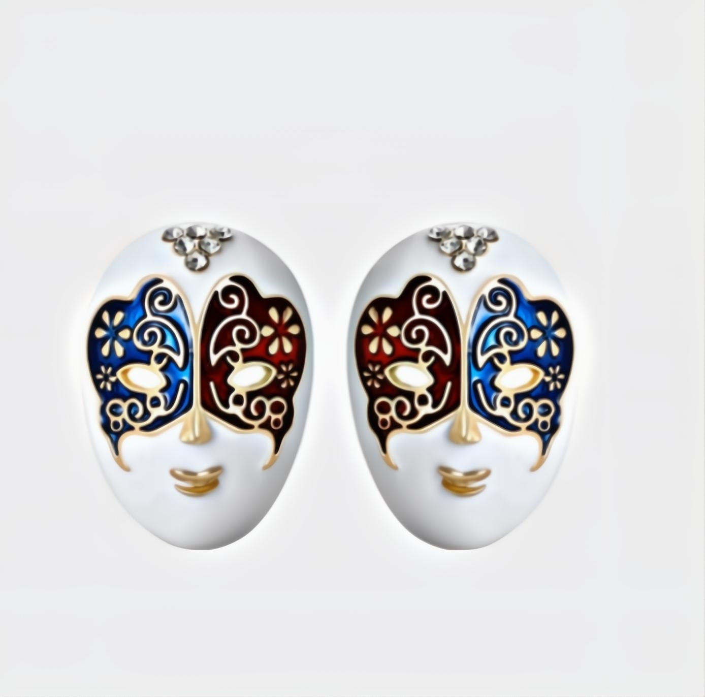 Masquerade Stud Earrings (R&Blue -M)