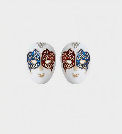 Masquerade Stud Earrings (R&Blue -M)
