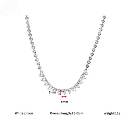 Heart to Heart Necklace – Silver - High-Quality Heart Love Chain Necklace – 316L Stainless Steel with Colored Zircon: