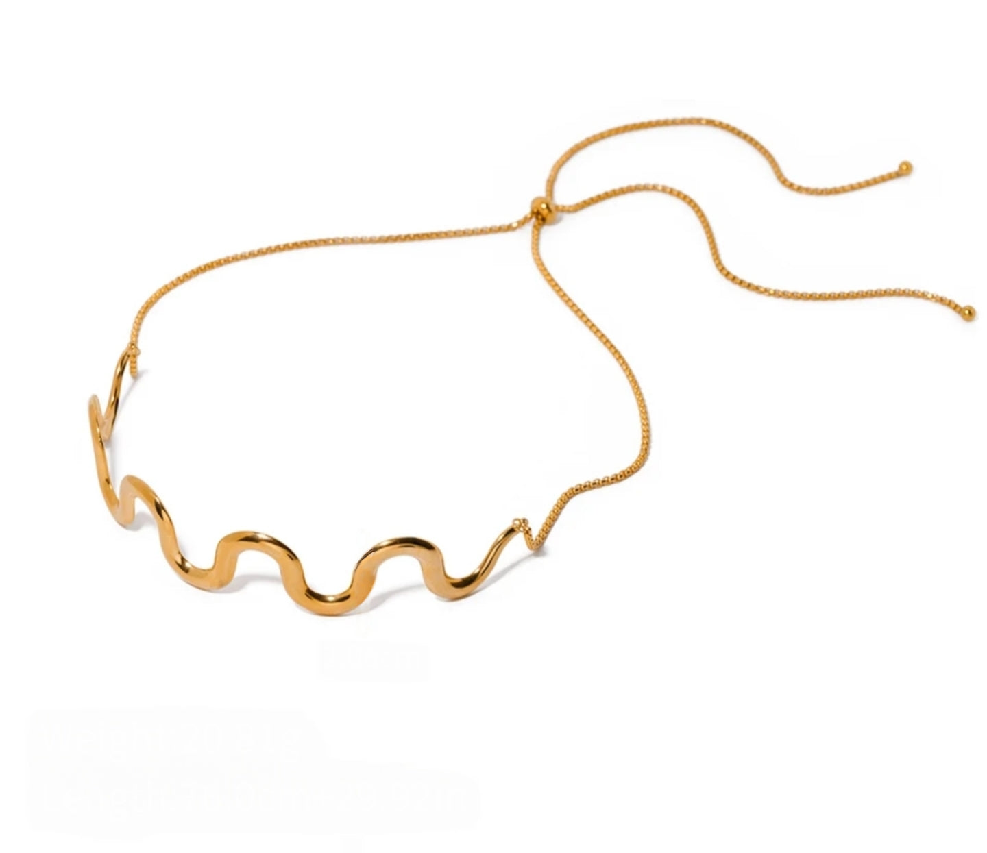 Gold Twist Curve Choker – Waterproof Stainless Steel Wavy Adjustable Collar Necklace
