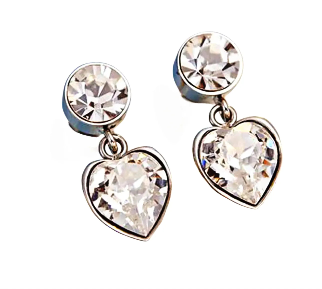 In Your Heart Drop Earrings – Silver Edition | Trendy Silver-Plated Zircon Earrings for Women