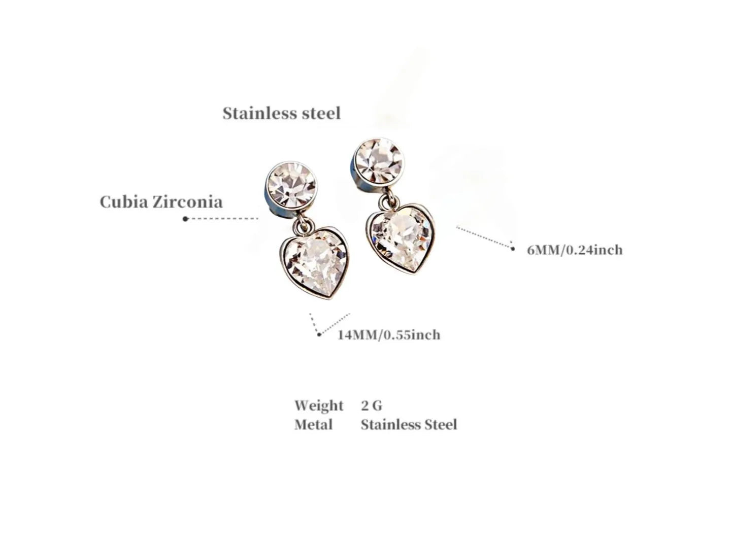 In Your Heart Drop Earrings – Silver Edition | Trendy Silver-Plated Zircon Earrings for Women