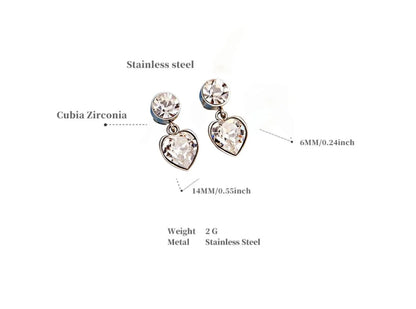 In Your Heart Drop Earrings – Silver Edition | Trendy Silver-Plated Zircon Earrings for Women