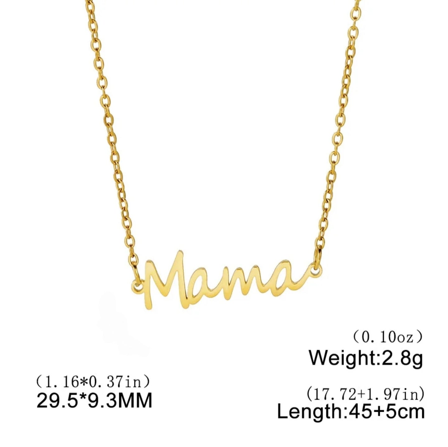 Mama Love Necklace – 18K Gold Plated 304 Stainless Steel Mama Pendant Necklace
