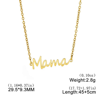 Mama Love Necklace – 18K Gold Plated 304 Stainless Steel Mama Pendant Necklace