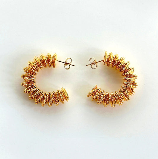 Twist & Shine Hoops - Minimalist Irregular 18K Gold-Plated C-Shaped Spring Twist Hoop Earrings – Vintage-Inspired Stainless-Steel Jewelry for Women