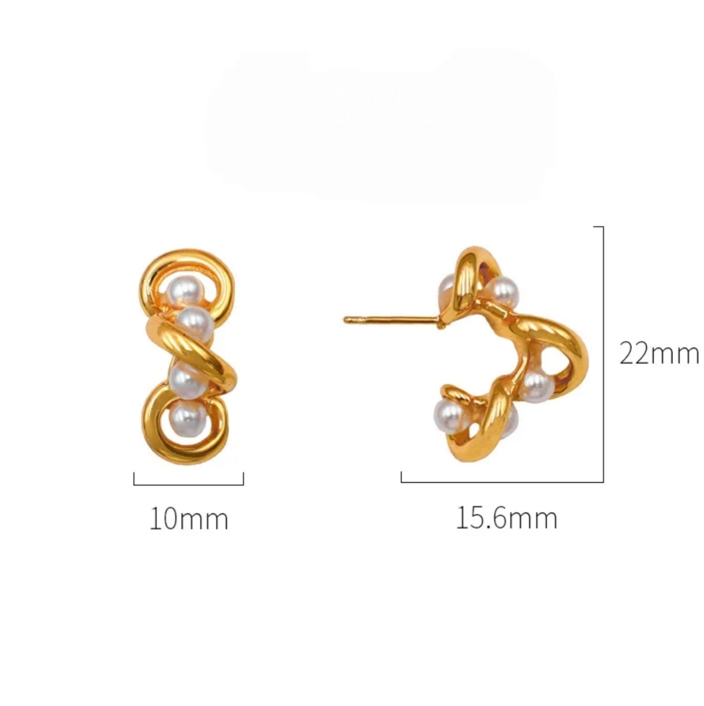 Pearl Twirl Hoops - Fashionable Light Luxury 18K Gold-Plated Twirled Stainless Steel Pearl C-Shaped Hoop Earrings – Retro & Versatile Women’s Jewelry