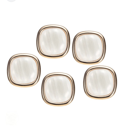 Radiance Pearl Studs - Simple Retro Gold-Plated Square Mother of Pearl Earrings
