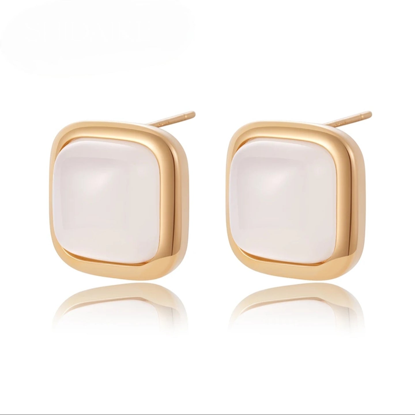 Radiance Pearl Studs - Simple Retro Gold-Plated Square Mother of Pearl Earrings