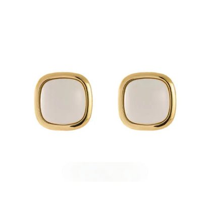 Radiance Pearl Studs - Simple Retro Gold-Plated Square Mother of Pearl Earrings