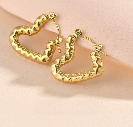 Sweetheart Hoops ✨ Heart Shaped Hoop Earrings – Stainless Steel Fashion Jewelry for Women