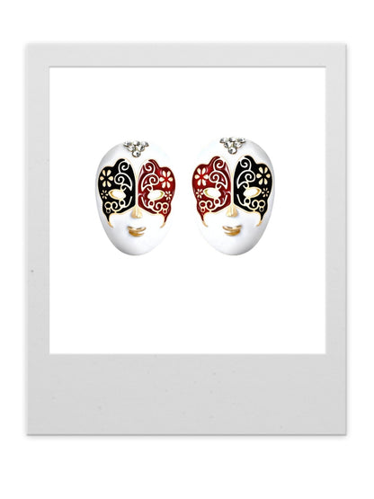 Masquerade Stud Earrings – Embrace Mystery and Playful Elegance (Red & Black - S)