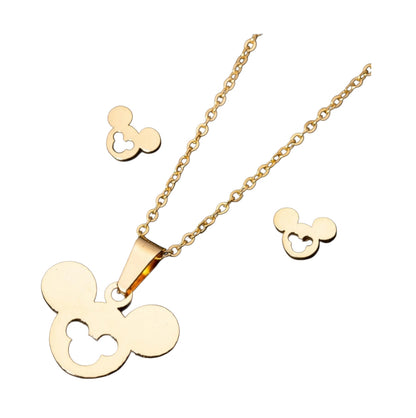 Micky Mee Pendant Jewelry Set – Non-Tarnish, Waterproof 18K PVD Gold Plated Stainless Steel