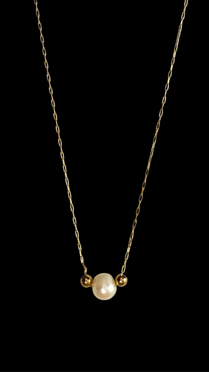 Single Pearl Necklace – Baroque Freshwater Pearl on 18K Gold-Plated Stainless-Steel Chain