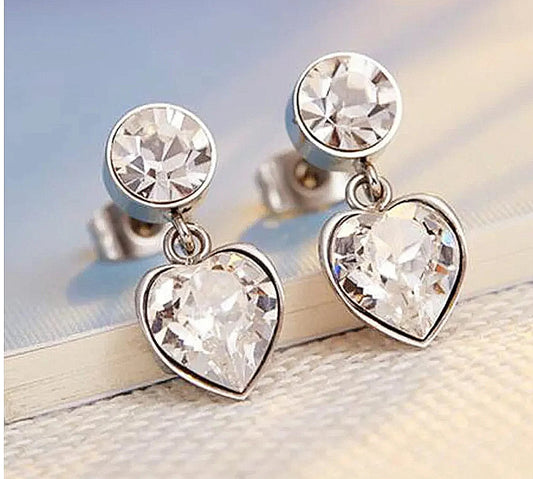 In Your Heart Drop Earrings – Silver Edition | Trendy Silver-Plated Zircon Earrings for Women