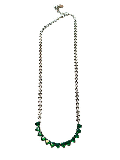 High-Quality Heart Love Chain Necklace – 316L Stainless Steel with Coloured Zircon: Heart to Heart Necklace – Green