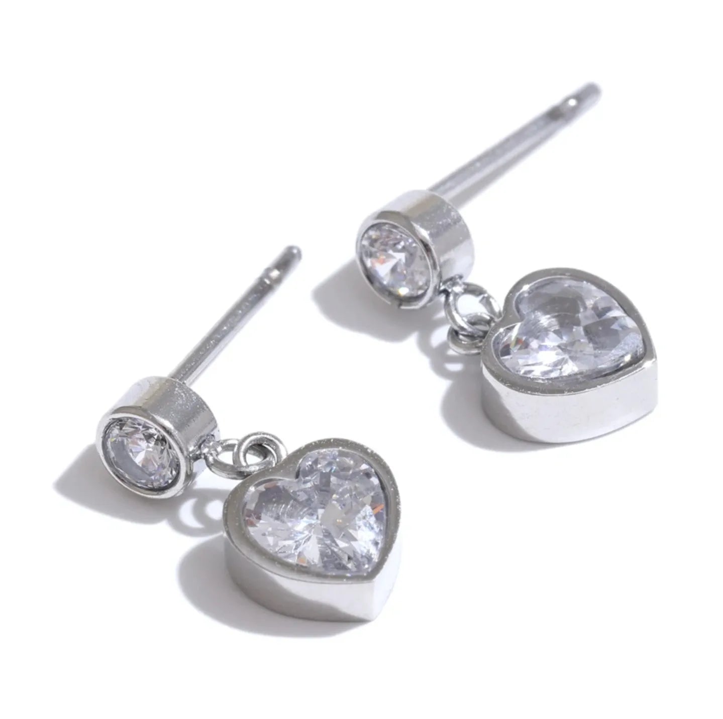 In Your Heart Drop Earrings – Silver Edition | Trendy Silver-Plated Zircon Earrings for Women