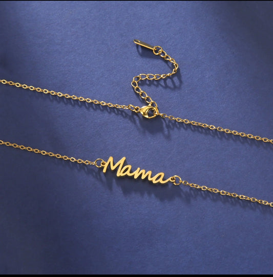 Mama Love Necklace – 18K Gold Plated 304 Stainless Steel Mama Pendant Necklace