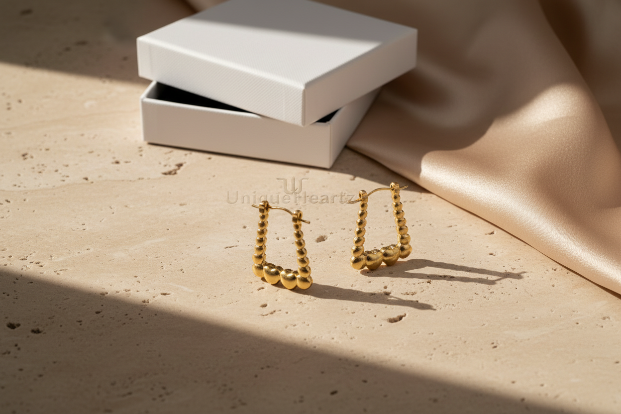 Heart & Square Hoop Earrings