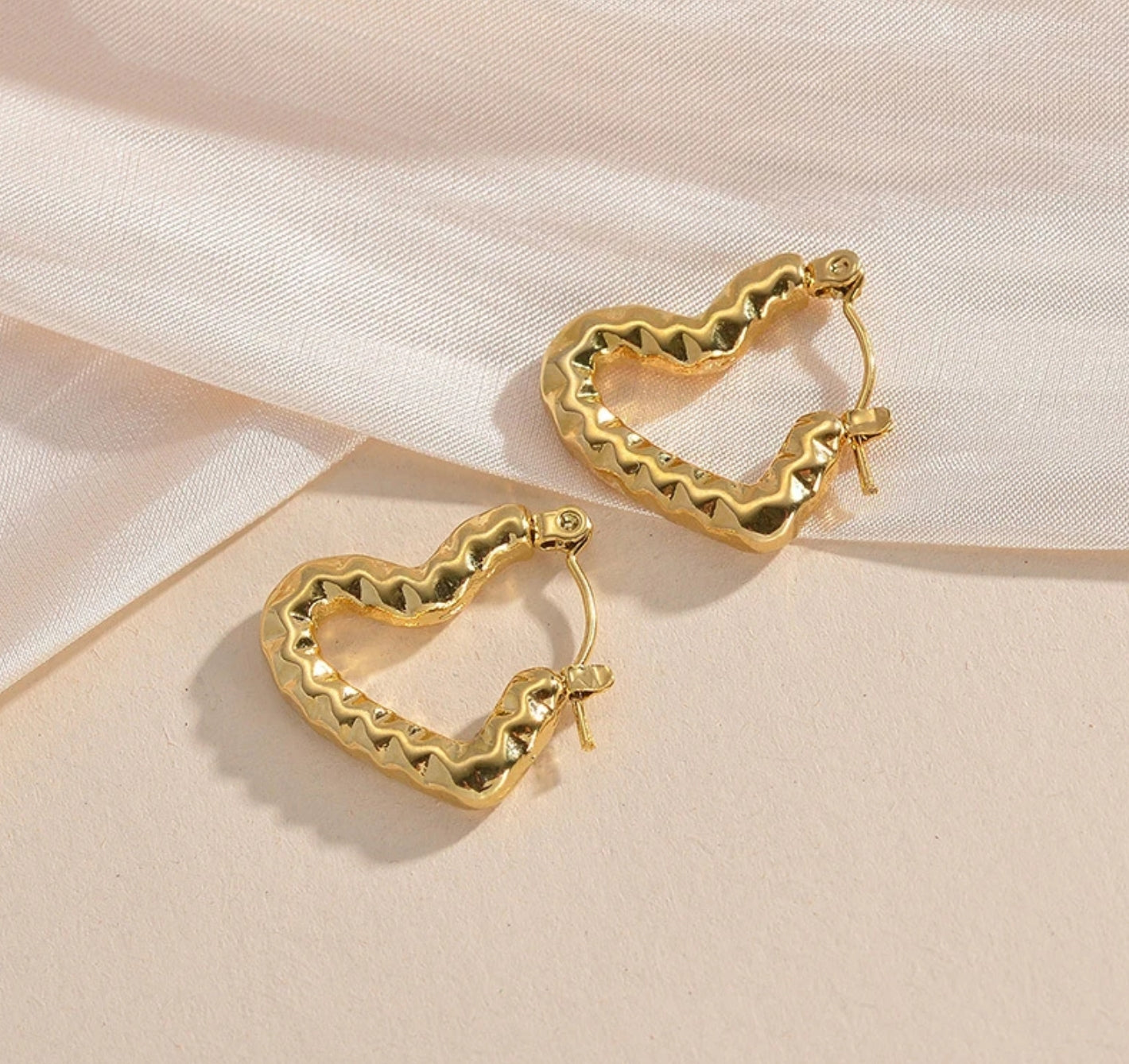 Sweetheart Hoops ✨ Heart Shaped Hoop Earrings – Stainless Steel Fashion Jewelry for Women