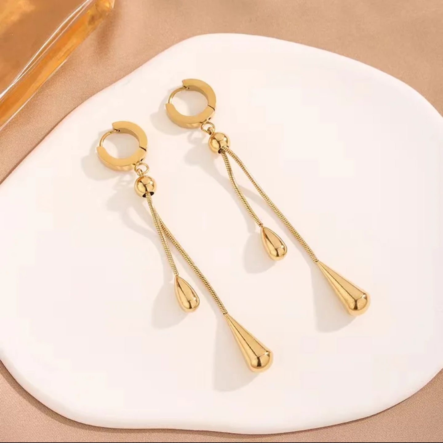 For You Jewelry Set – Fashionable 18K Gold Drop Necklace & Earrings | Stainless Steel