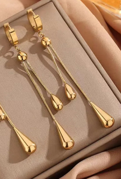 For You Jewelry Set – Fashionable 18K Gold Drop Necklace & Earrings | Stainless Steel