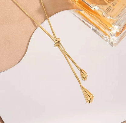 For You Jewelry Set – Fashionable 18K Gold Drop Necklace & Earrings | Stainless Steel