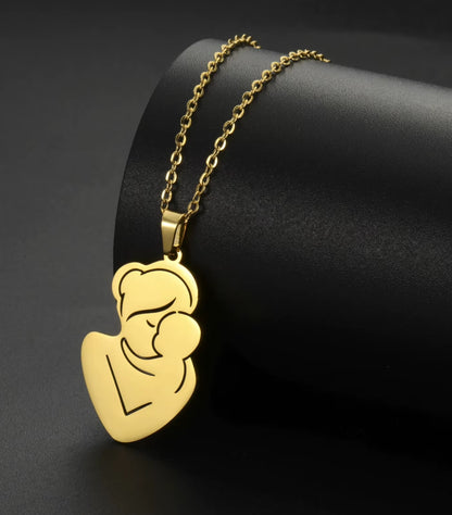 In My Arms Necklace – 18K Gold Plated 304 Stainless Steel Pregnant Mother Pendant