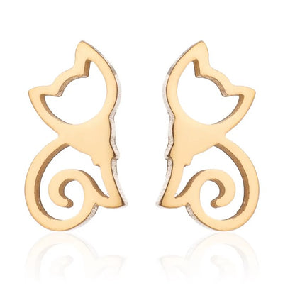 Luxury Cat Silhouette Jewelry Set – Non-Tarnish, Waterproof 18K PVD Gold Plated Stainless Steel