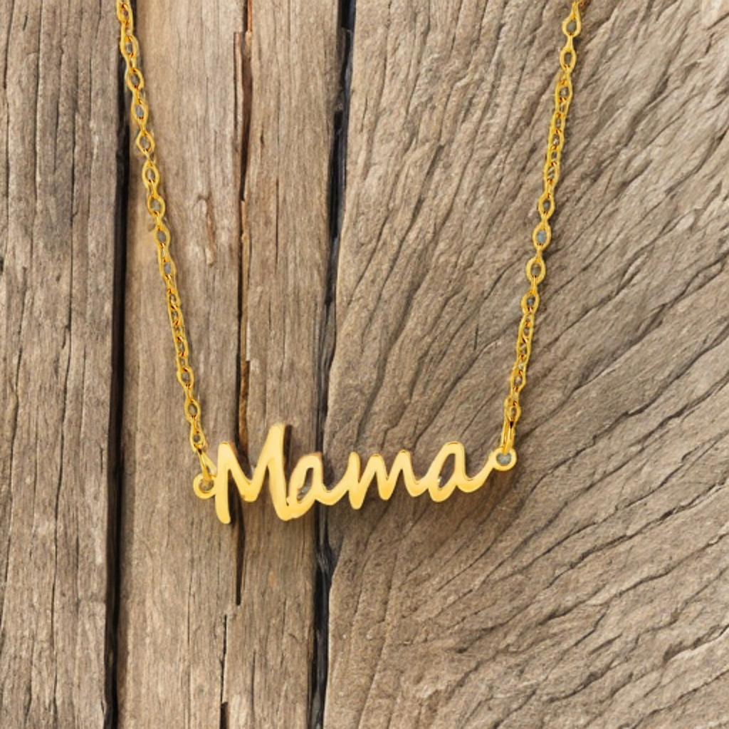 Mama Love Necklace – 18K Gold Plated 304 Stainless Steel Mama Pendant Necklace