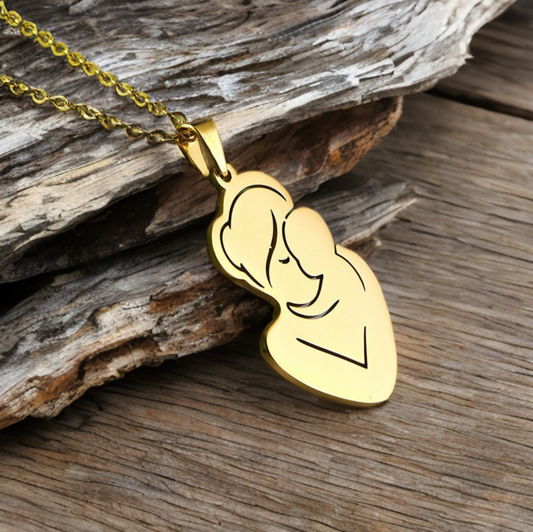 In My Arms Necklace – 18K Gold Plated 304 Stainless Steel Pregnant Mother Pendant