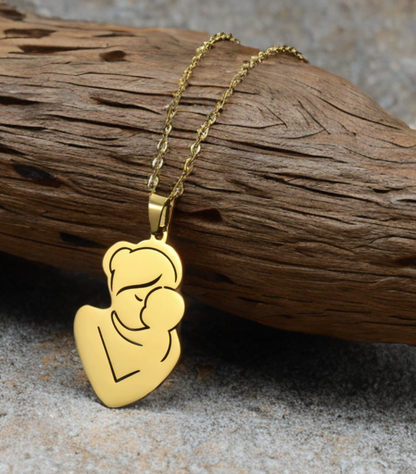 In My Arms Necklace – 18K Gold Plated 304 Stainless Steel Pregnant Mother Pendant