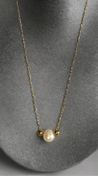 Single Pearl Necklace – Baroque Freshwater Pearl on 18K Gold-Plated Stainless-Steel Chain