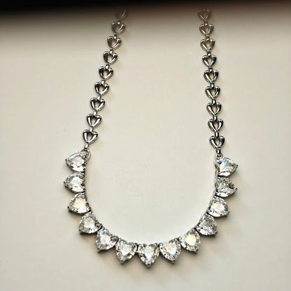 Heart to Heart Necklace – Silver - High-Quality Heart Love Chain Necklace – 316L Stainless Steel with Colored Zircon:
