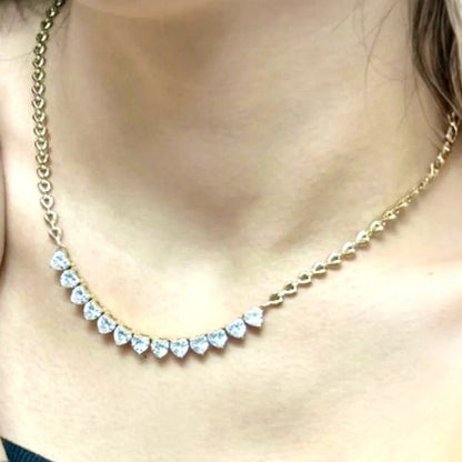 Heart to Heart Necklace – Silver - High-Quality Heart Love Chain Necklace – 316L Stainless Steel with Colored Zircon: