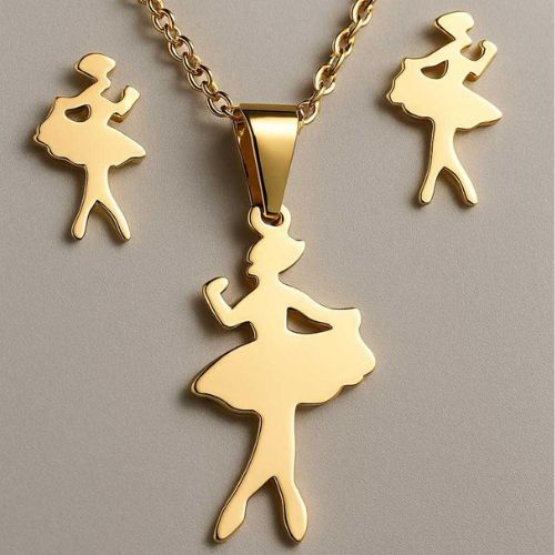 Minimal Angel Pendant Jewelry Set – Non-Tarnish, Waterproof 18K PVD Gold Plated Stainless Steel