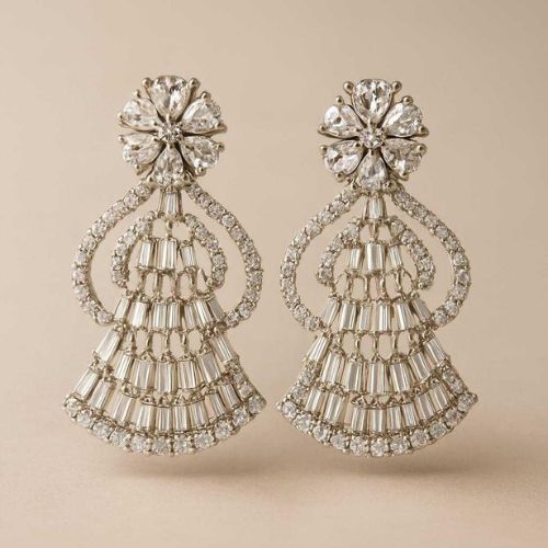 Elegant Matka Shape AD Stud Earrings - Brass AD Matka Shape Stud Earrings – Stylish & Elegant Look