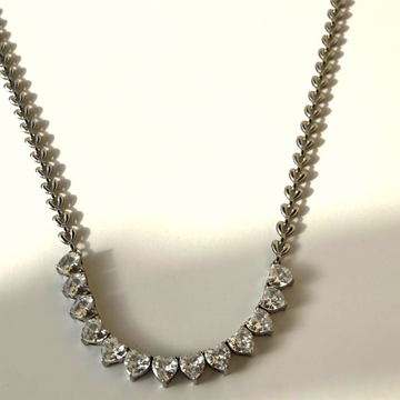 Heart to Heart Necklace – Silver - High-Quality Heart Love Chain Necklace – 316L Stainless Steel with Colored Zircon: