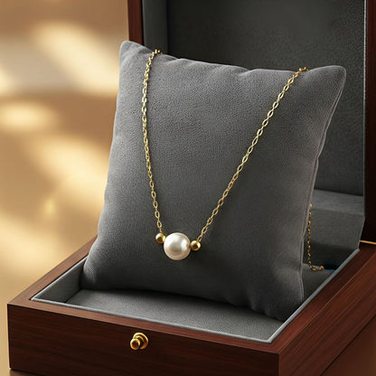 18K Gold-Plated Stainless-Steel Chain- Single Pearl Necklace with Baroque Freshwater Pearl