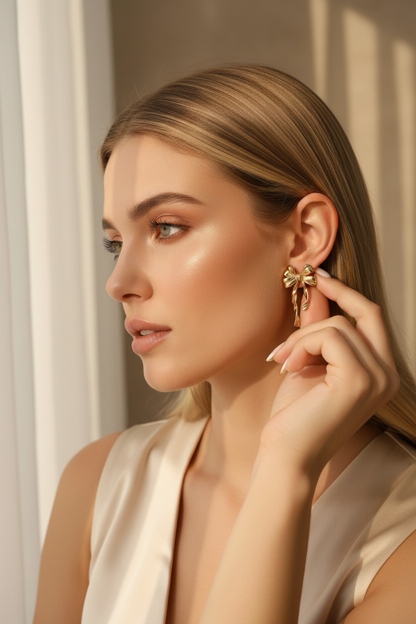 Golden Bowknot Earrings