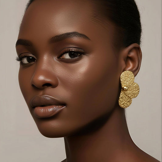 Gold Plated Statement Earrings Anti Tarnish in Stainless Steel for Women Waterproof